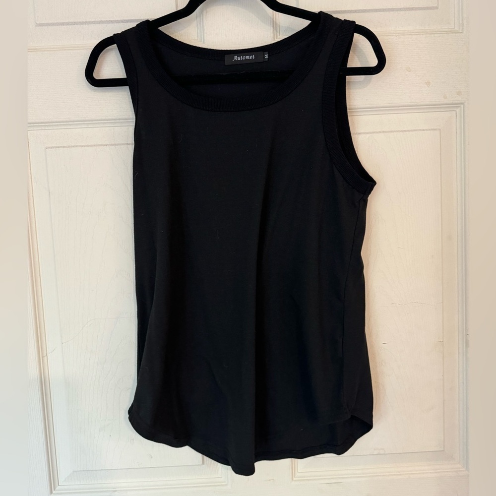Automet Womens Black Scoop Neck Tank‎ Top EZau381 Size Medium